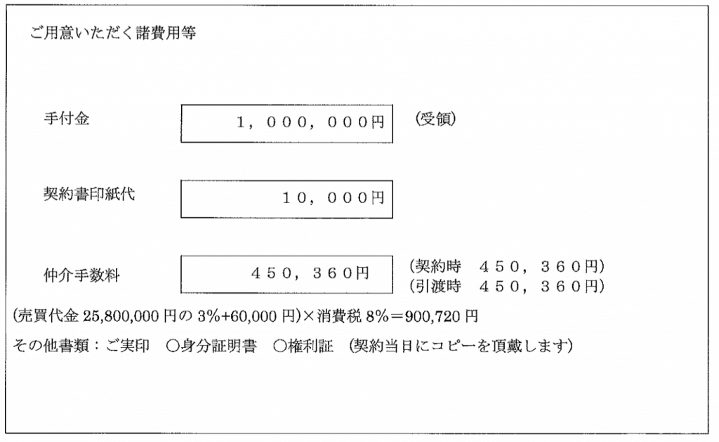 手付金、仲介手数料